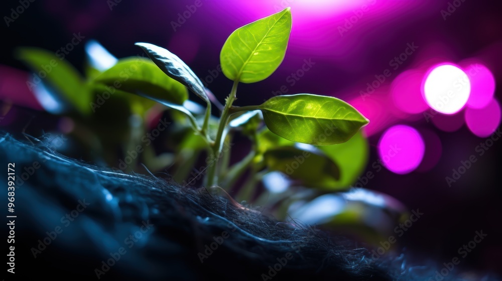 Sticker Vibrant plant growing in nest