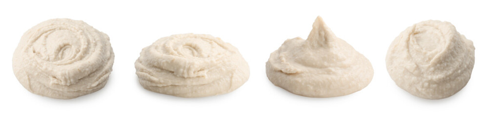 Tasty hummus on white background. Chickpea dish