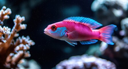 Fototapeta premium Vibrant coral reef fish swimming in the ocean