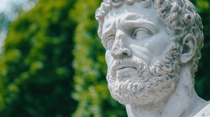 Obraz premium ancient greek statue in a lush garden