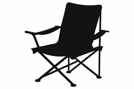 recommend clip art: Camping chair Silhouette vector, Black Camping chair silhouette