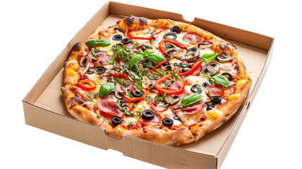 Pizza box on transparent background