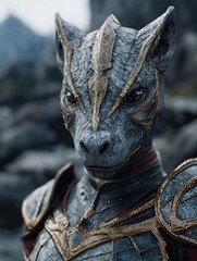 Detailed fantasy dragon warrior armor