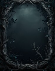 Gothic dark mysteries for horror halloween fantasy background with dry branches, thorns and ivy