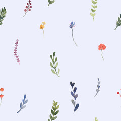 watercolor flowers seamless pattern illustration for kids