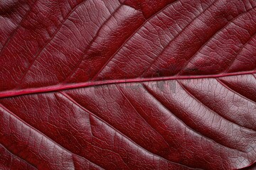 Close-up of a vibrant red leaf texture
