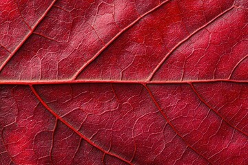 Vibrant red leaf texture with intricate veins