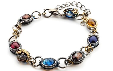 Obraz premium Charm bracelet isolated on white background. 3D rendering.