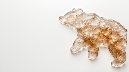 Obraz premium Frozen glass bear figurine on white background