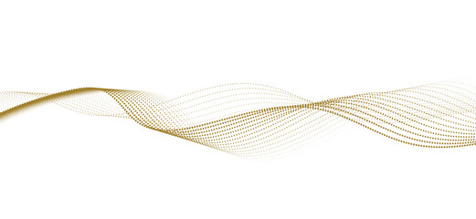 smooth flowing wave dots halftone lines dynamic gold isolated on transparent background concept of technology, digital, communication, science, music vector illustration