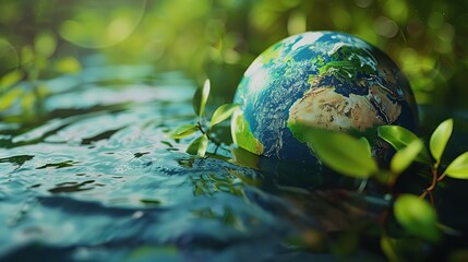 A concept of saving water and protecting the environment, emphasizing