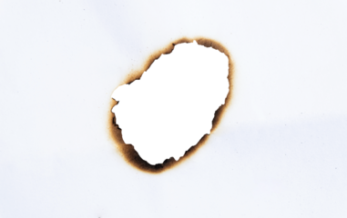 transparent holes in burnt paper