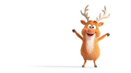 Joyful 3D Cartoon Faun Dancing Happily on White Background