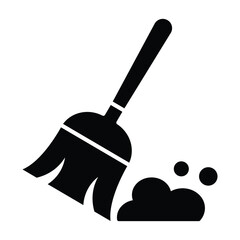 Broom, Besom or Short Brush icon vector design template