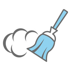 Broom, Besom or Short Brush icon vector design template