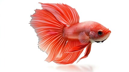 Fototapeta premium Majestic Betta Fish Gracefully Swimming in Bright White Space