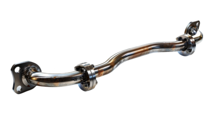 Curved Metal Pipe with Flanges