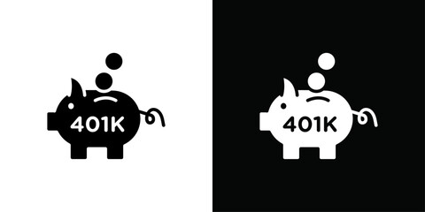 401k retirement savings icon Thin line flat illustration