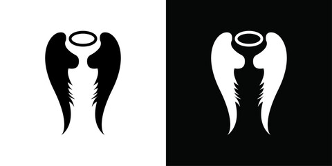 angel wing icon Thin line flat illustration