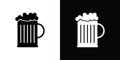 beer mug icon Thin line flat illustration