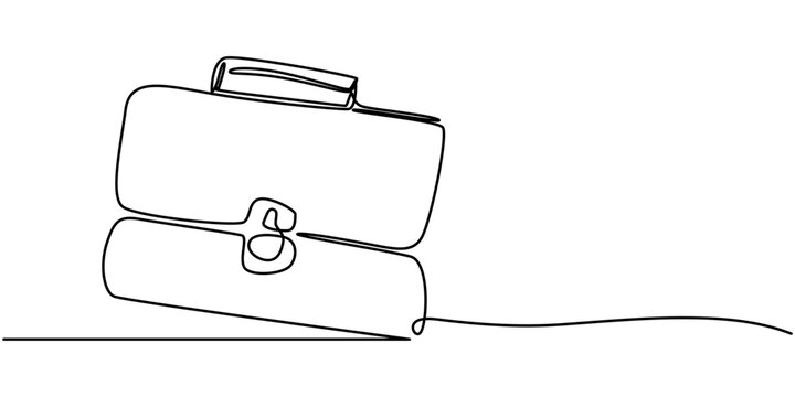 recommend clip art: Briefcase as one line continuous outline vector illustration. Line art business briefcase isolated on white background  in minimal style, Briefcase Continuous Line Illustration, Single continuous line