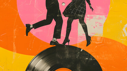 Retro Collage with Dancing Figures