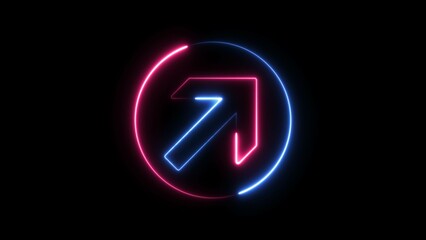  illustration of glowing neon arrow icon isolated , Directional icon ,	