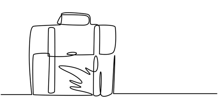 recommend clip art: Briefcase as one line continuous outline vector illustration. Line art business briefcase isolated on white background  in minimal style, Briefcase Continuous Line Illustration, Single continuous line