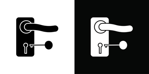 Door key icon Thin line flat illustration