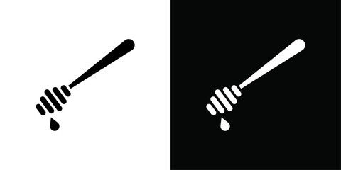 honey dipper icon Thin line flat illustration