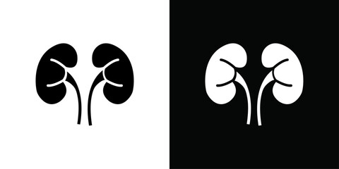 Human kidneys icon Thin line flat illustration