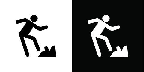 Man tripping icon Thin line flat illustration