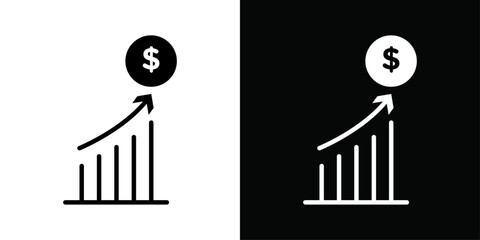 Money growing icon Thin line flat illustration