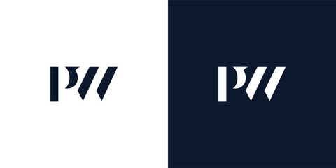Abstract letter PW logo.