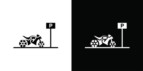 motorbike parking icon Thin line flat illustration