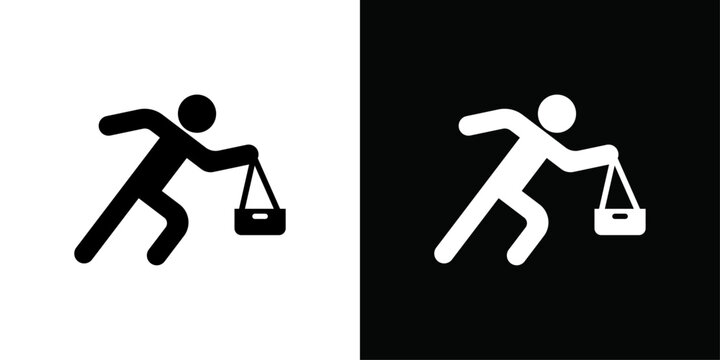 Purse snatcher icon Thin line flat illustration