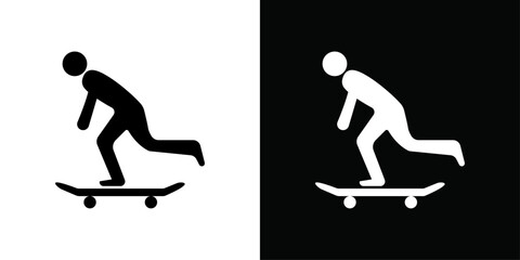 skateboarding icon Thin line flat illustration © Petsscouts