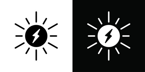Solar energy icon Thin line flat illustration