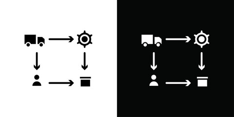 Supply chain process icon Thin line flat illustration