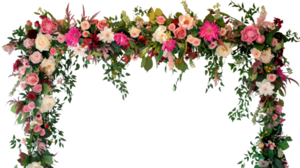Wedding flower arch on transparent background