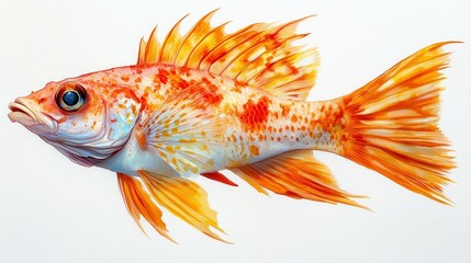 Fototapeta premium Exotic Fish on White Background