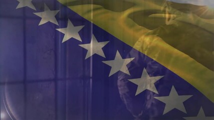 Animation of flag of bosnia and hercegovina over diverse soldiers - Powered by Adobe