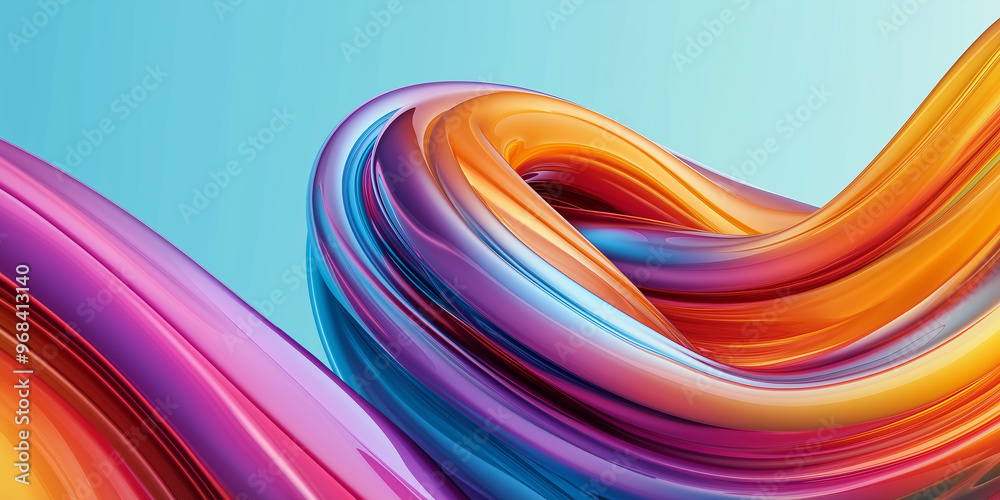 Aufkleber abstract colorful fluid shape is flowing on blue background