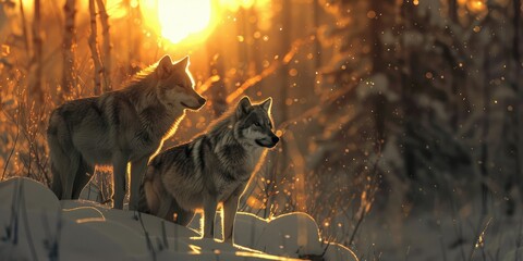 Canadian winter timber wolves