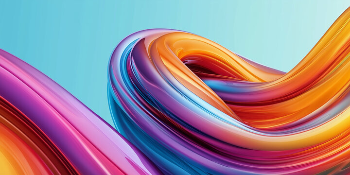 Abstract colorful fluid shape is flowing on blue background