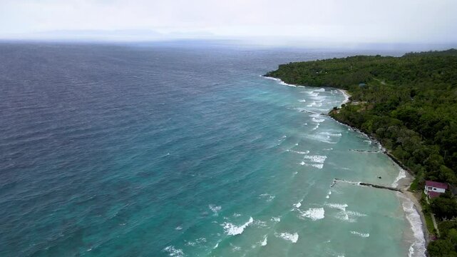 Ocean Waves Splashing on the Shore: Aerial Perspective