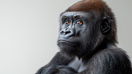 Obraz premium Gorilla standing with arms crossed on a white background, confident stance