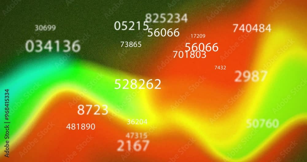 Poster animation of data processing on red and green background