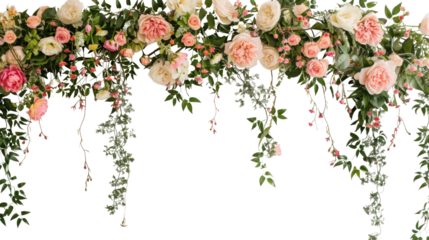 Wedding flower arch on transparent background