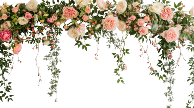Wedding flower arch on transparent background